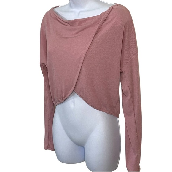 Old Navy Active Pull Over Wrap Front Balletcore Long Sleeve Knit Top Size S - Picture 2 of 9